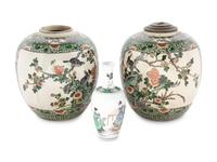 Three Chinese Famille Verte Porcelain Vessels