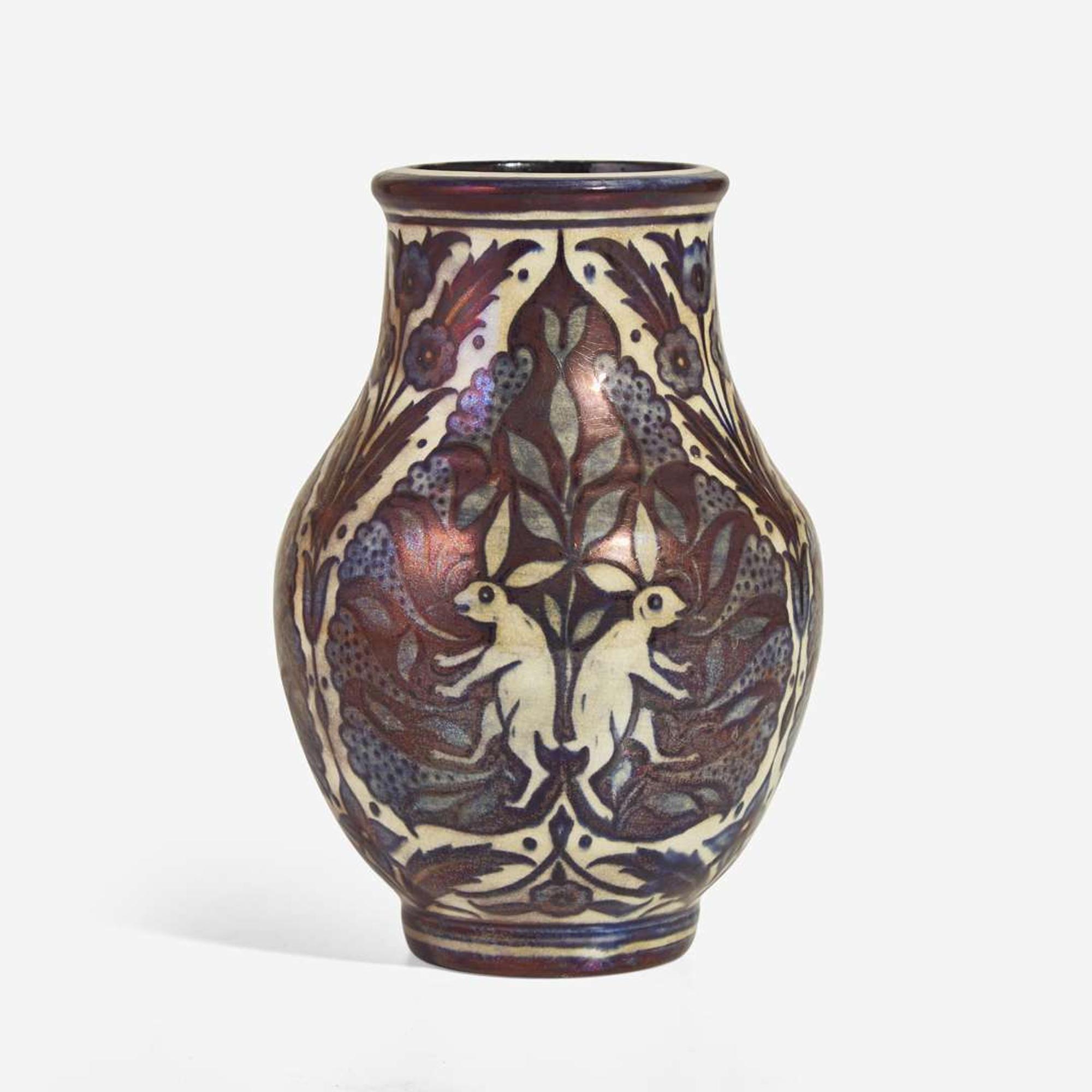 An earthenware baluster vase with lustre glaze Frederick Passenger and William De Morgan (English, 1839-1917), England, circa 1900