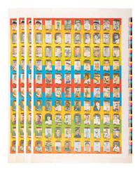A Group of Five Uncut Sheets of 1980 Baseball Immortals and Home Run Legends Baseball Cards
