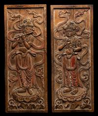 A Pair of Japanese Wood Plaques