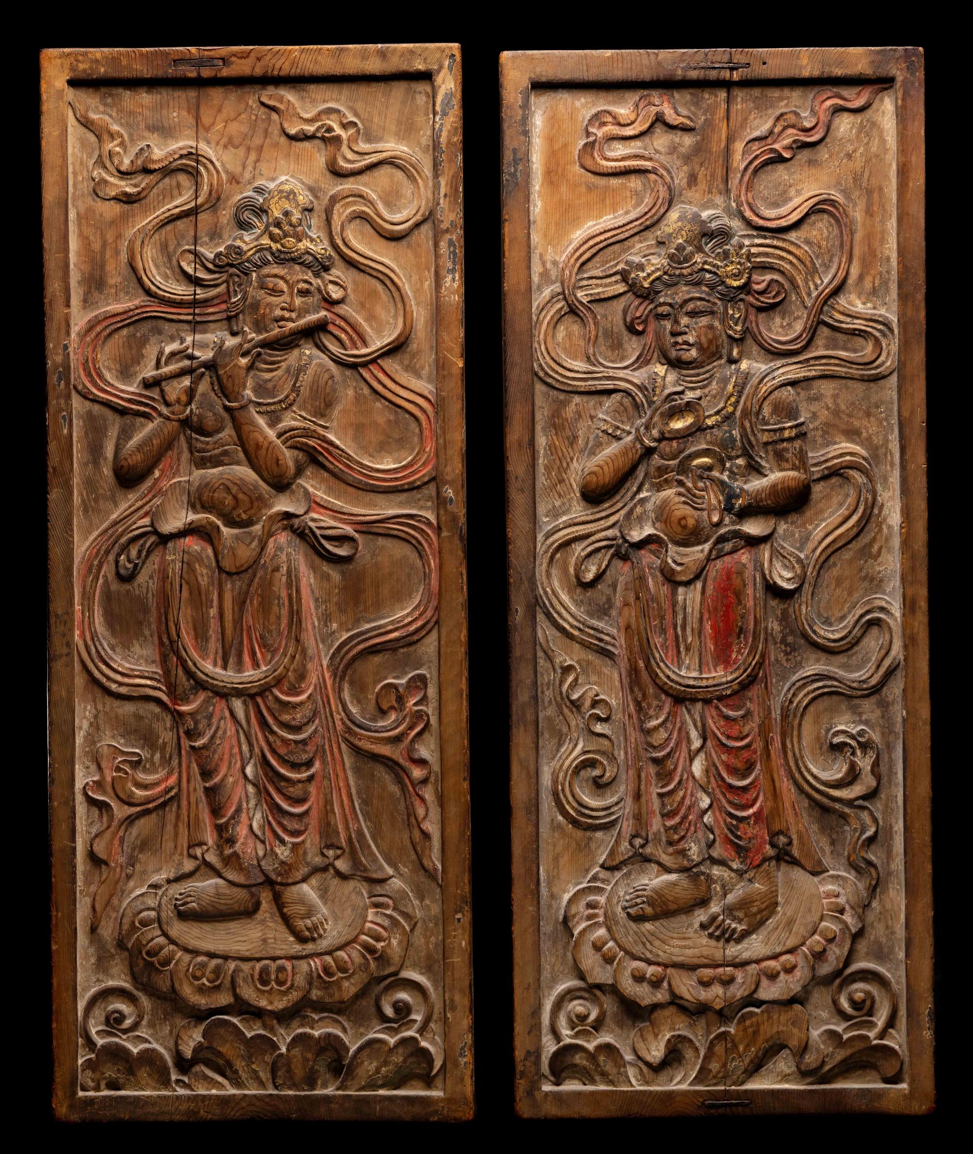 A Pair of Japanese Wood Plaques
