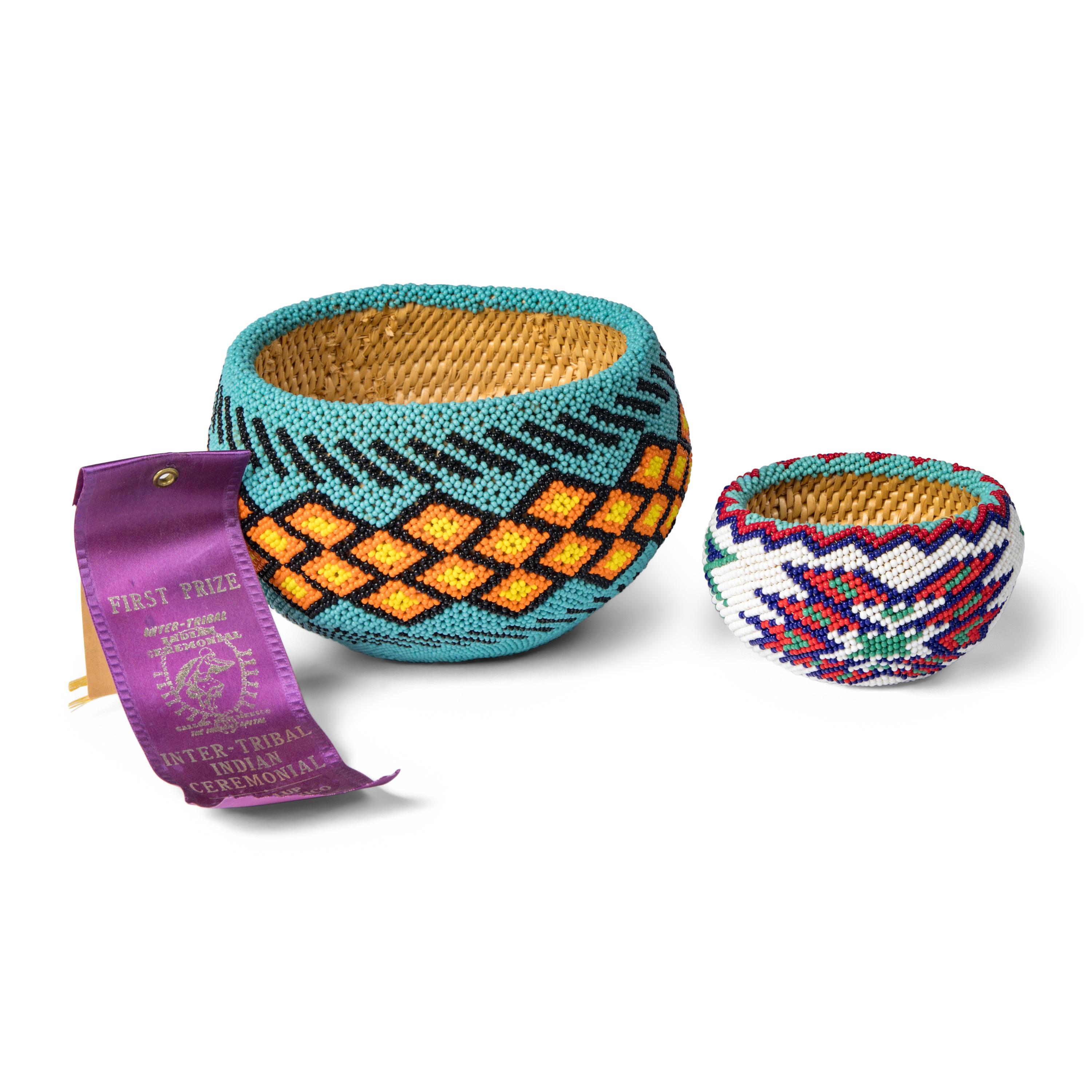 Frances Ernestine Sam (Northern Paiute, 1919–1982) — Beaded Basket, Award Winner