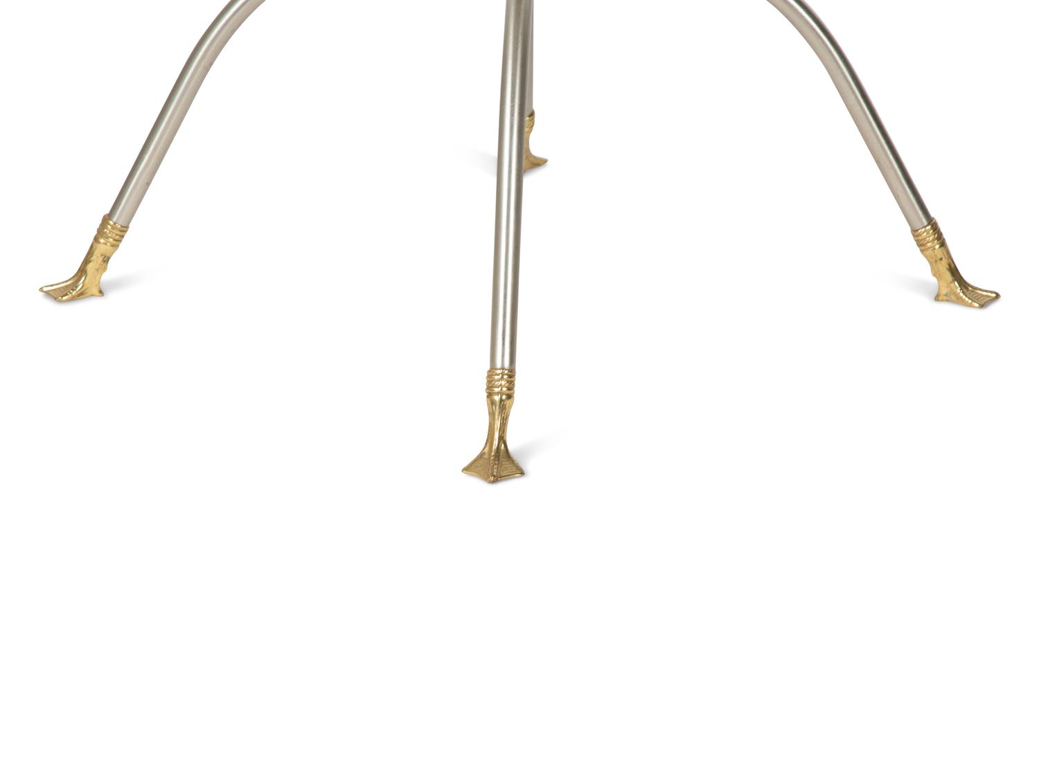 A Steel and Brass Glass-Top Side Table — MID-20TH CENTURY