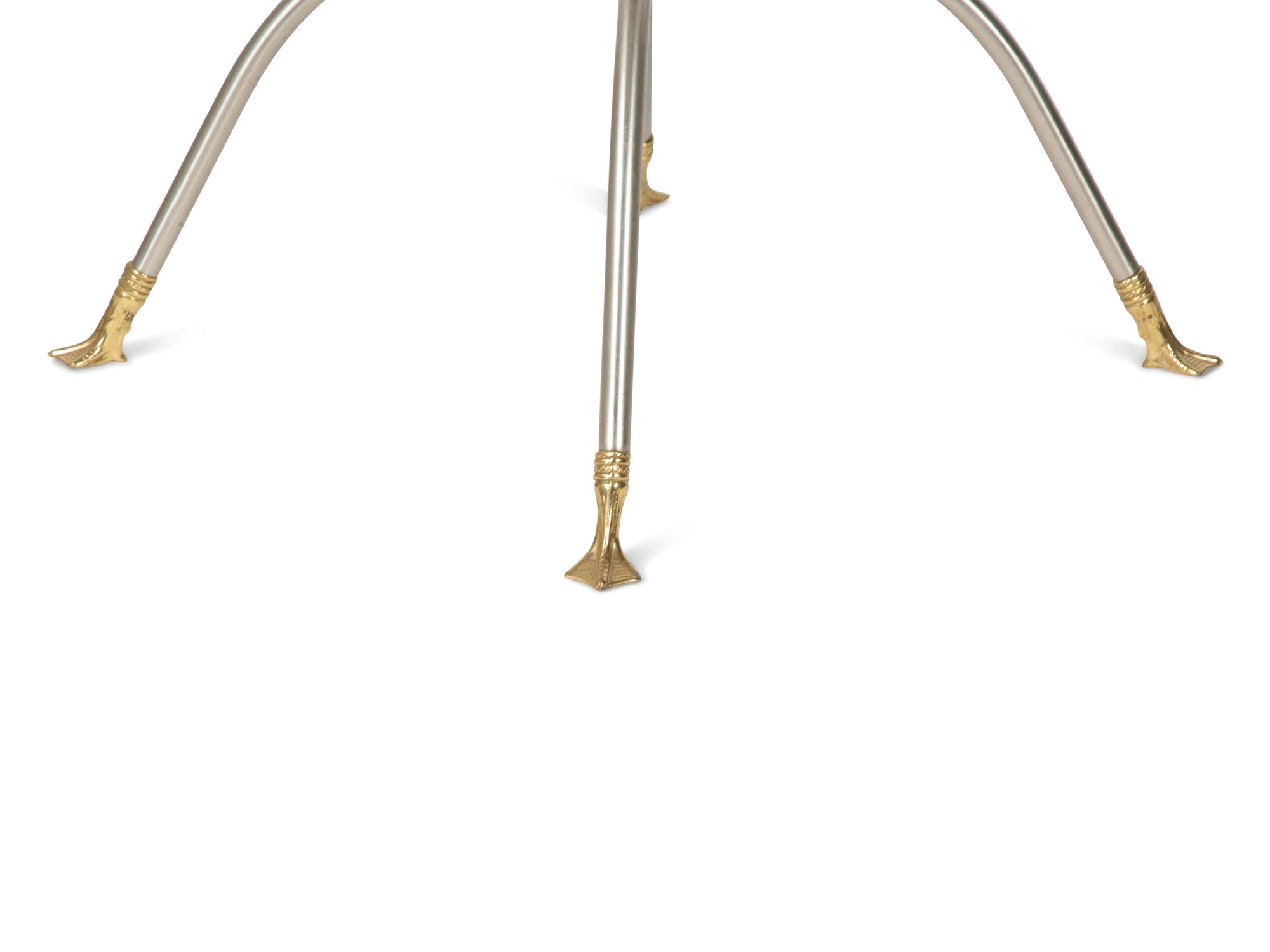 A Steel and Brass Glass-Top Side Table — MID-20TH CENTURY