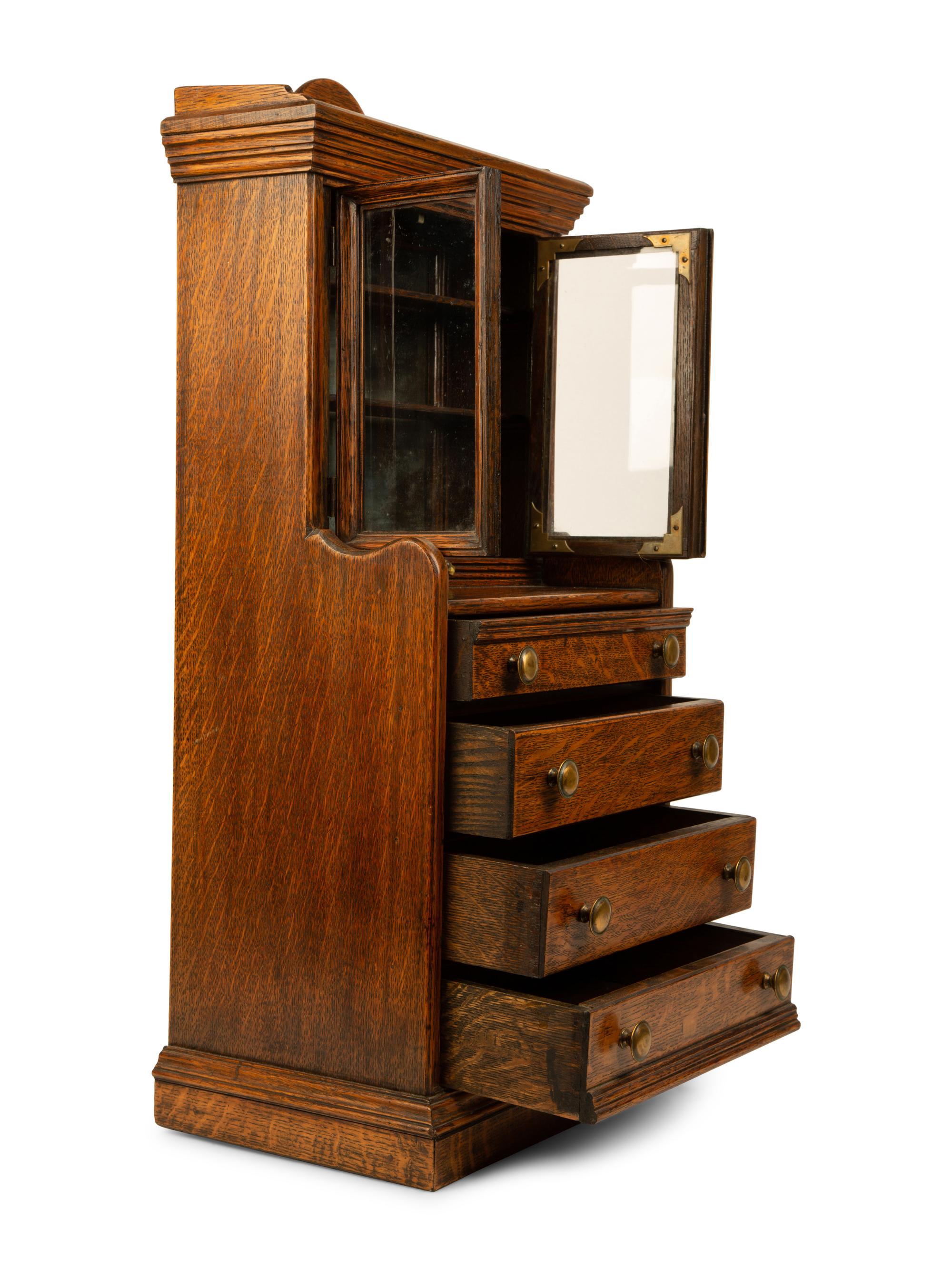 An American Oak Salesman Sample Step- Back Cupboard — 19TH/20TH CENTURY