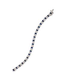 A 14 Karat White Gold, Diamond and Sapphire Bracelet,