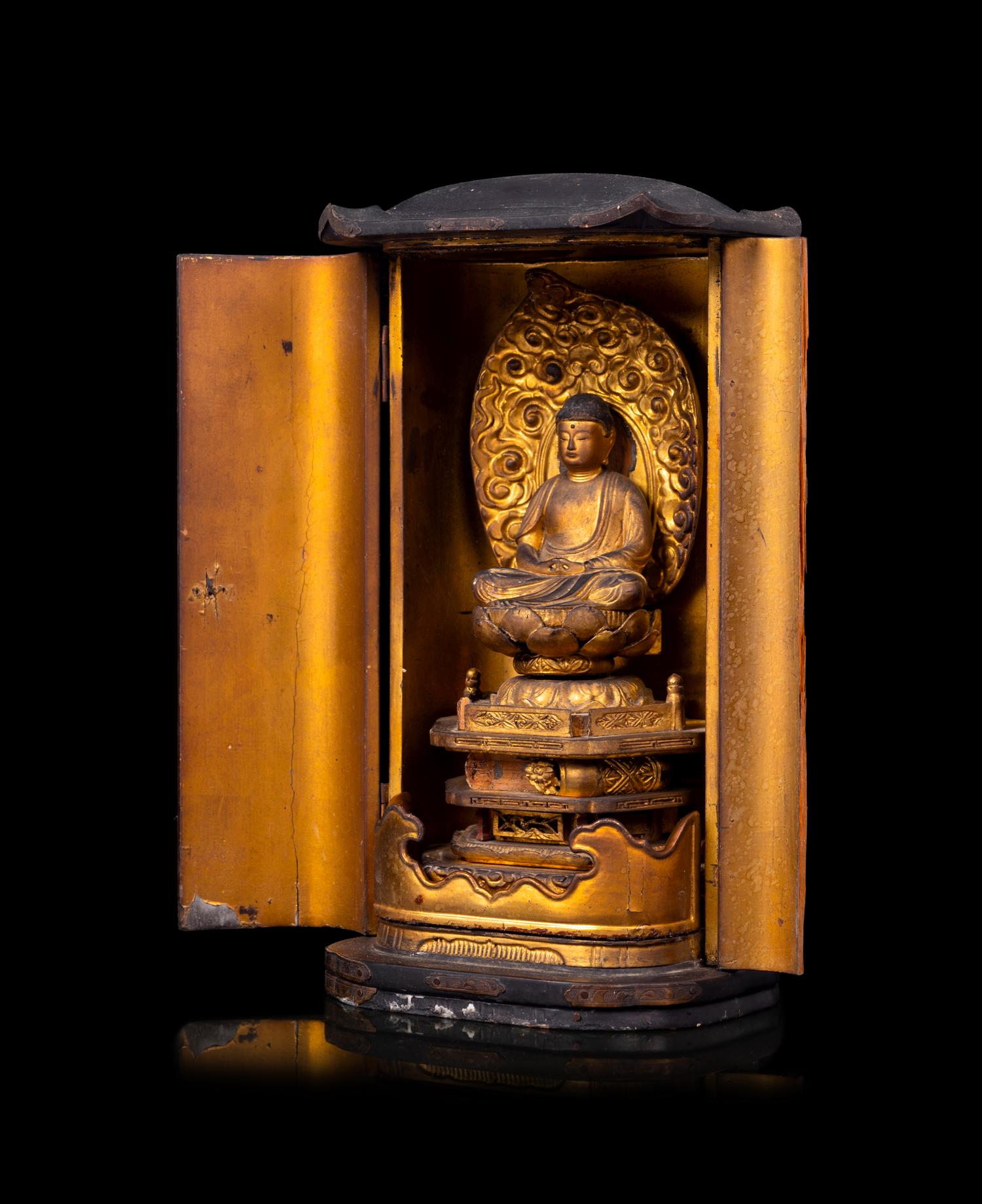 A Japanese Gilt Lacquered Figure of Buddha