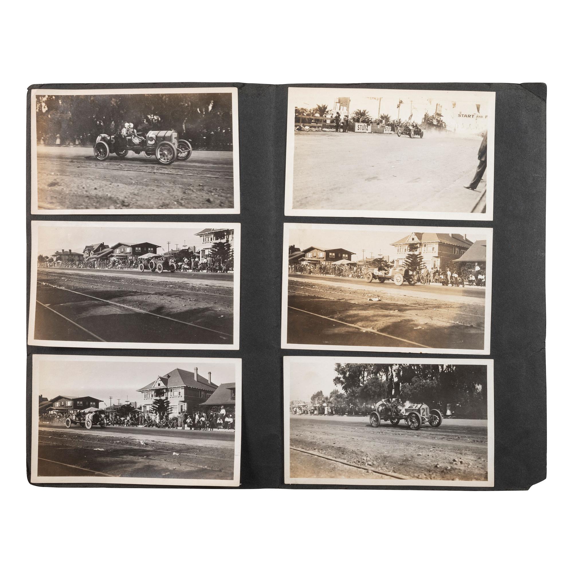 [EARLY PHOTOGRAPHY] --[AUTOMOBILES]. A group of photographs of early automobiles, mechanics and auto shops, including racing action shots, comprising: