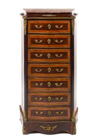 A Louis XVI Style Gilt Metal Mounted Kingwood Secretaire a Abbatant, Height 48 1/2 x width 25 1/2 x depth 13 1/2 inches.