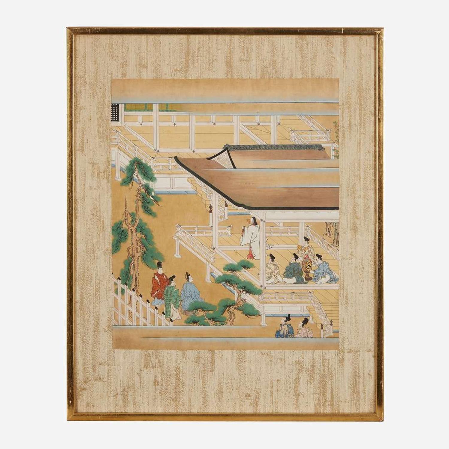 A group of seven Japanese Tosa school figural scenes 日本版画一组七件