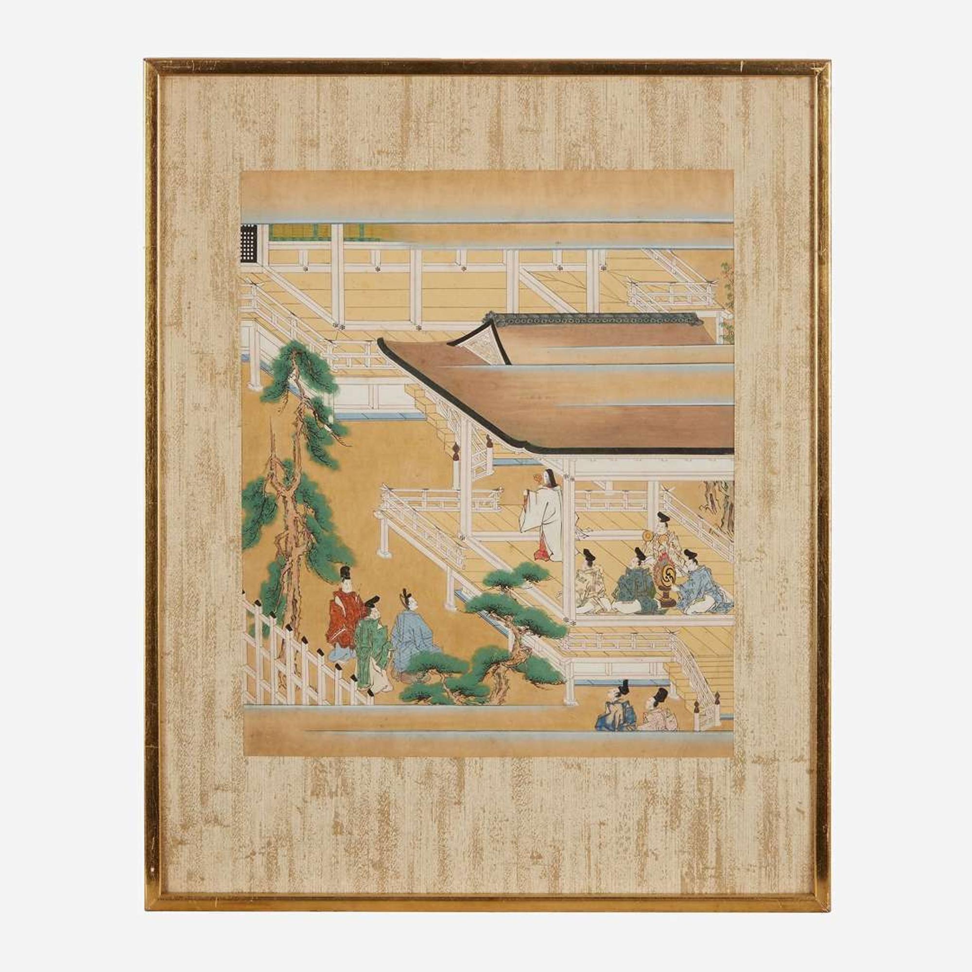 A group of seven Japanese Tosa school figural scenes 日本版画一组七件