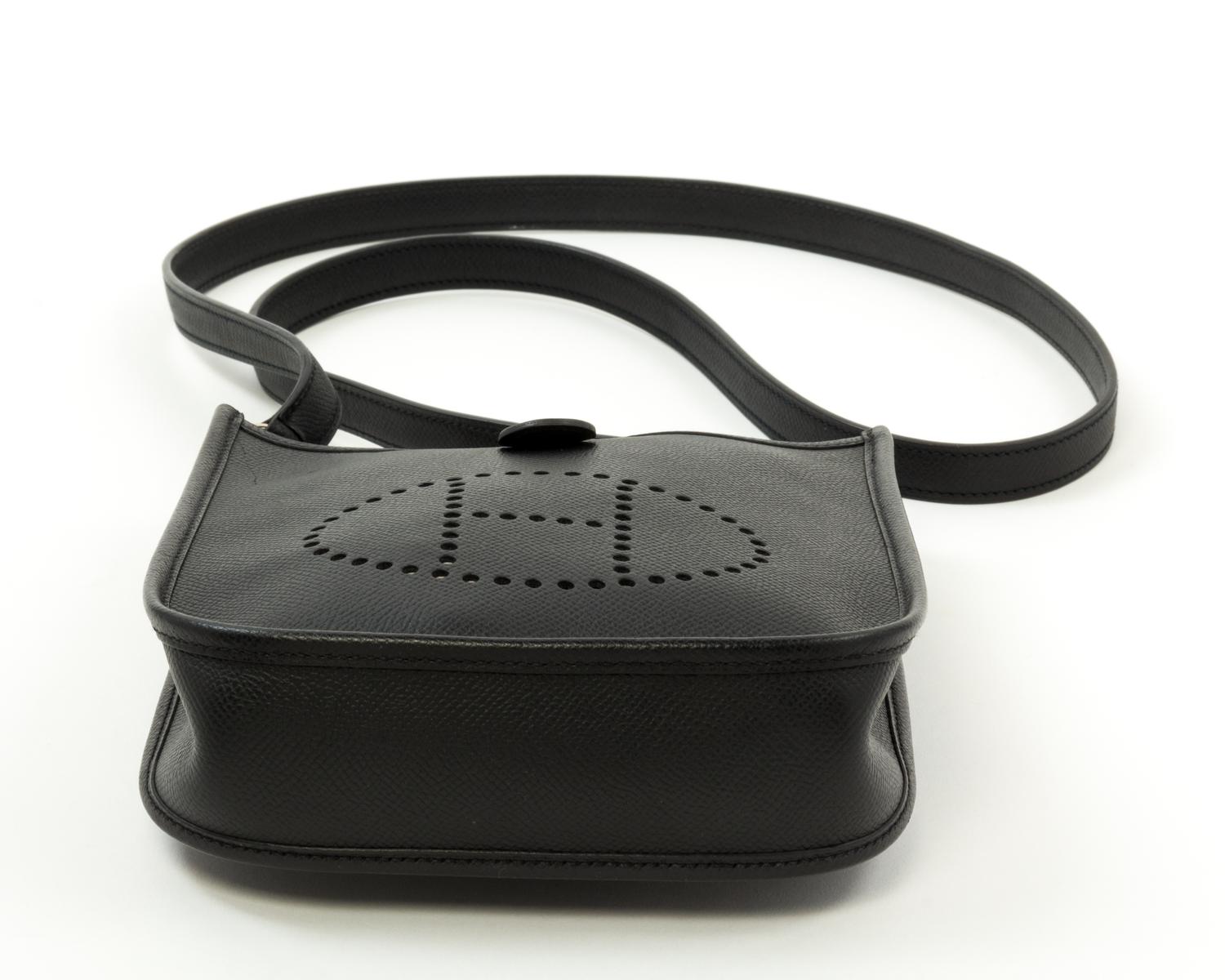 An Hermès Black Epsom Evelyne TPM, 6.7" x 7" x 2"; Strap drop: 22"