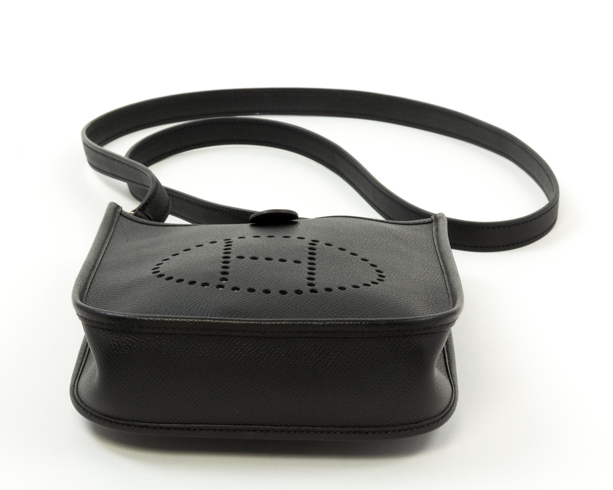 An Hermès Black Epsom Evelyne TPM, 6.7" x 7" x 2"; Strap drop: 22"