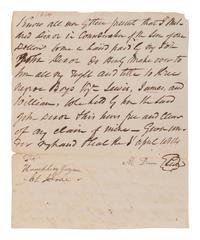 [ENSLAVEMENT]. Manuscript "Deed of Gift" transferring ownership of 3 enslaved males. [VA], 1814.