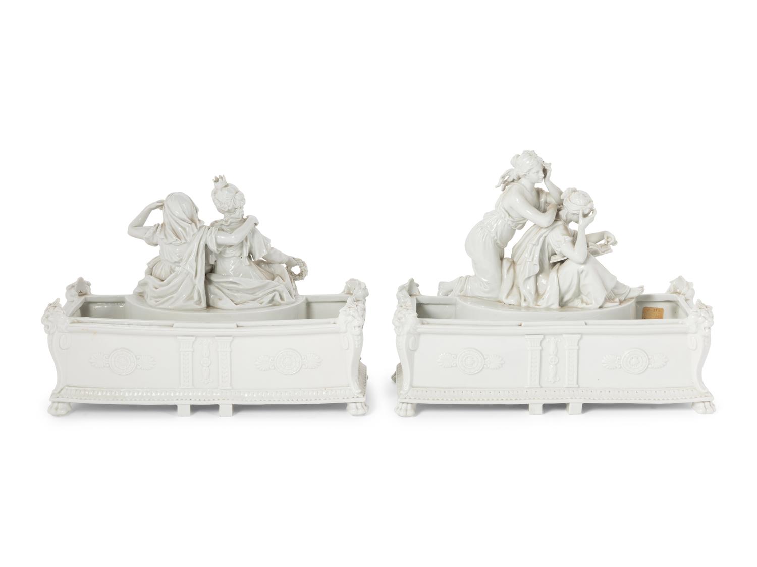 A Capodimonte Porcelain Two-Piece Table Garniture