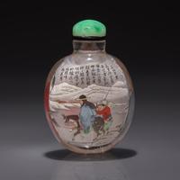 A Chinese Interior-Painted Rock Crystal "Three Kingdoms" Snuff Bottle, Ye Zhongsan, 1907 — 1907年 葉仲三作水晶內畫三顧茅廬圖鼻煙壺