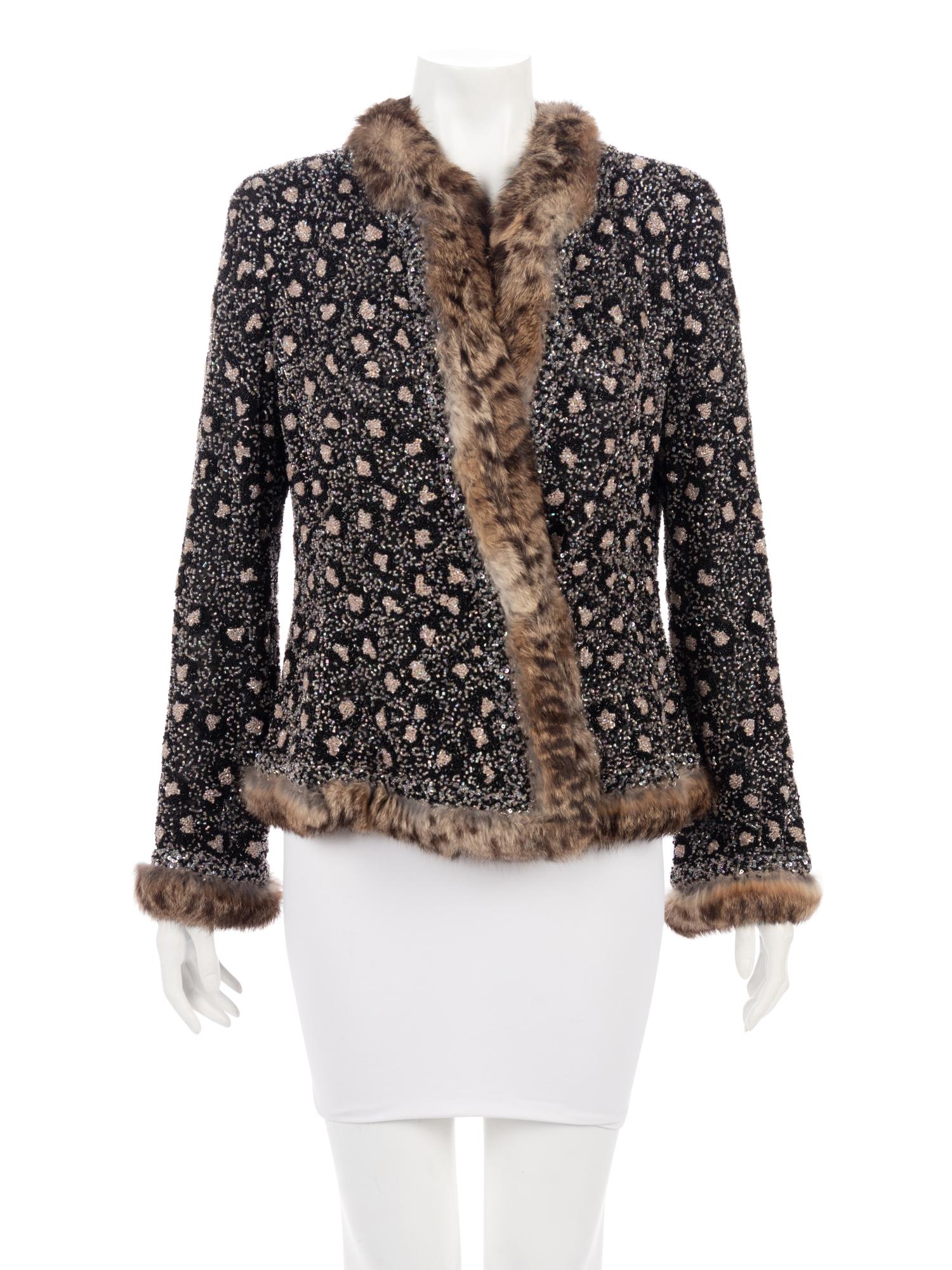 Oscar de la Renta Beaded Jacket Trimmed in Fur