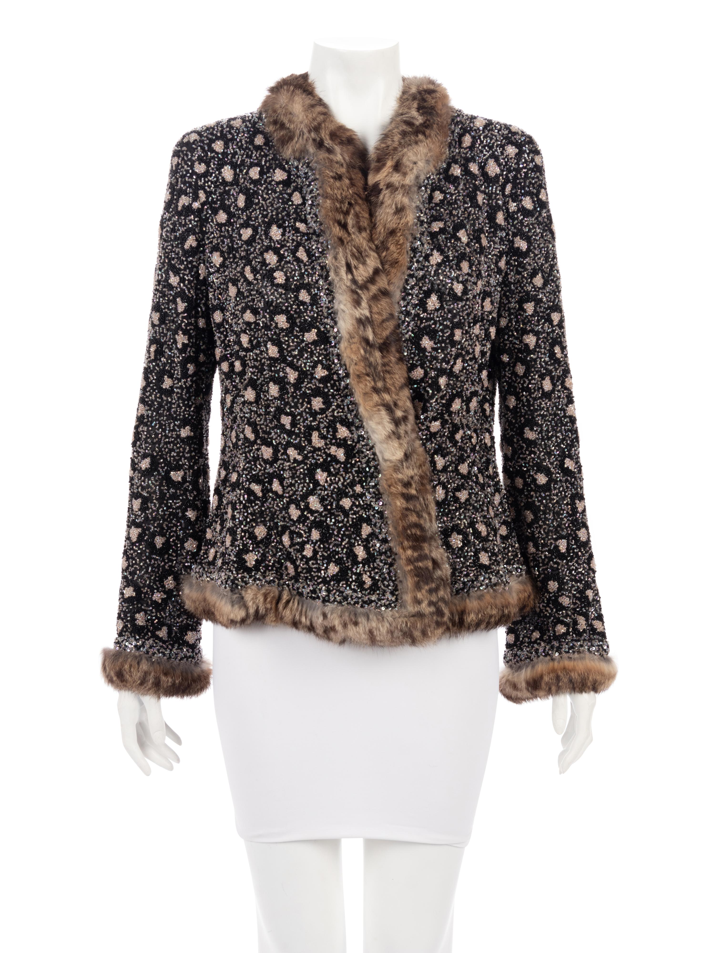 Oscar de la Renta Beaded Jacket Trimmed in Fur