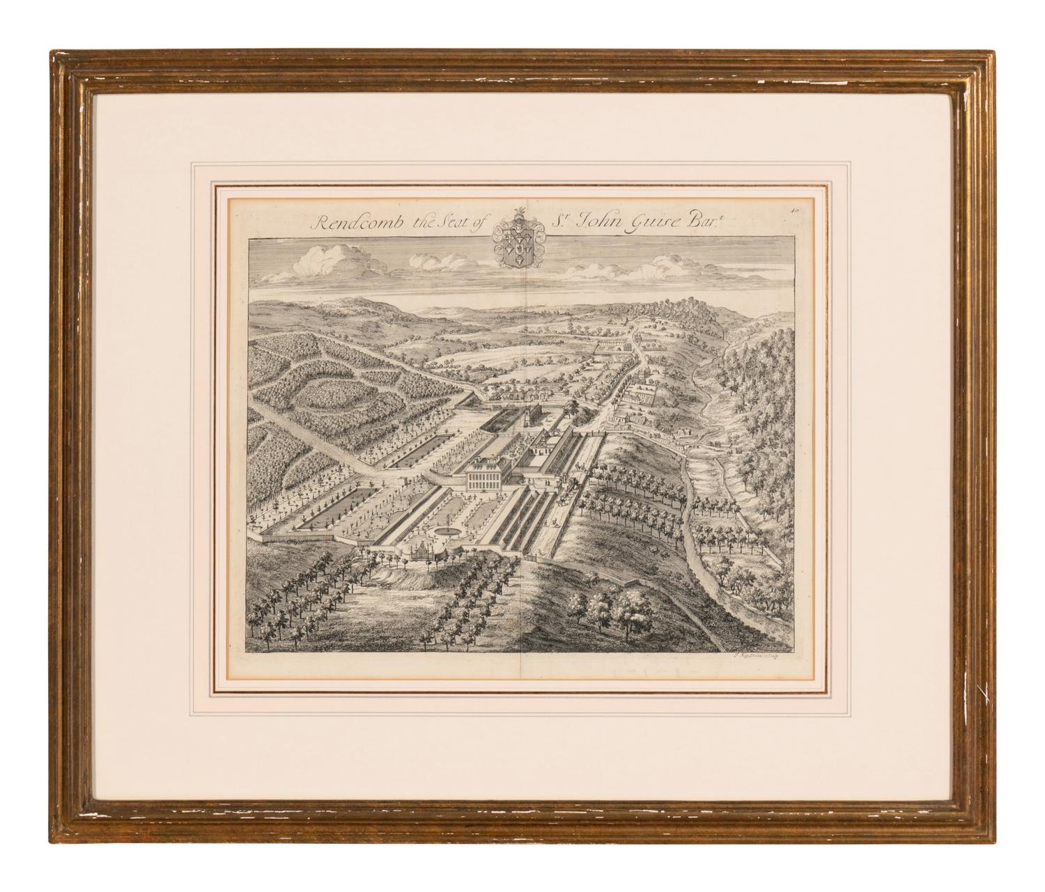 A Set of Ten Topographical Engravings in Giltwood Frames