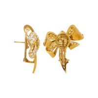 YELLOW GOLD AND DIAMOND BOW EARRINGS