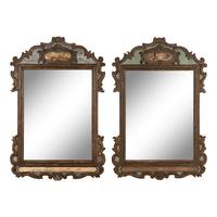 A Pair of Italian Painted and Parcel-Gilt Mirrors
