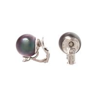 CULTURED TAHITIAN PEARL AND DIAMOND EARCLIPS