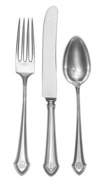 An American Silver Flatware Service, William B. Durgin Co., Concord, NH, Early 20th century, comprising: 12 dinner knives 11 dinner for
