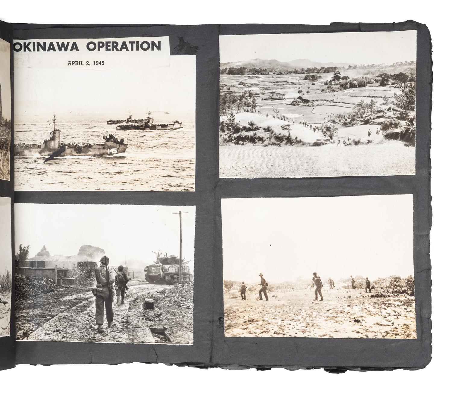 [WORLD WAR II]. Extensive US Marine Corps album identified to African American Corporal Charles H. Fowler, 52nd Defense Battalion, USMC, who trained at Montford Point, Camp Lejeune, North Carolina.