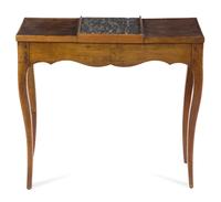 A French Provincial Console Table Height 27 x width 30 x depth 11 1/4 inches.