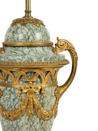A Pair of Louis XV Style Bronze Mounted Marble Urn-Form Lamps — 19TH CENTURY