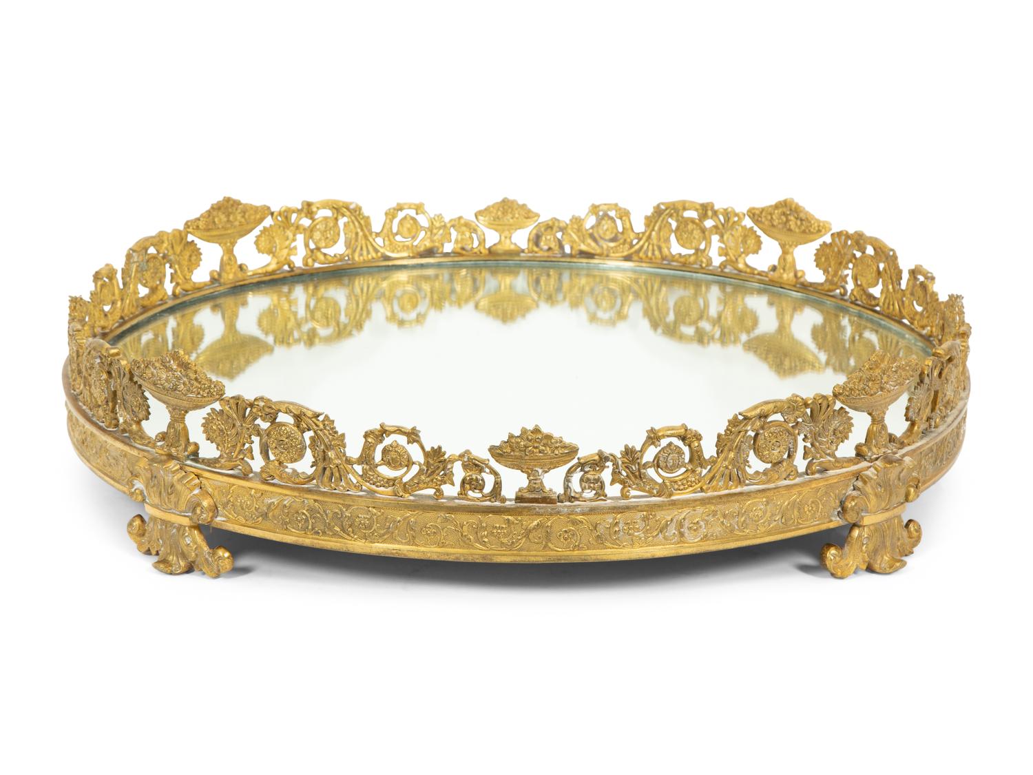 A Louis Philippe Gilt Bronze Mirrored Plateau