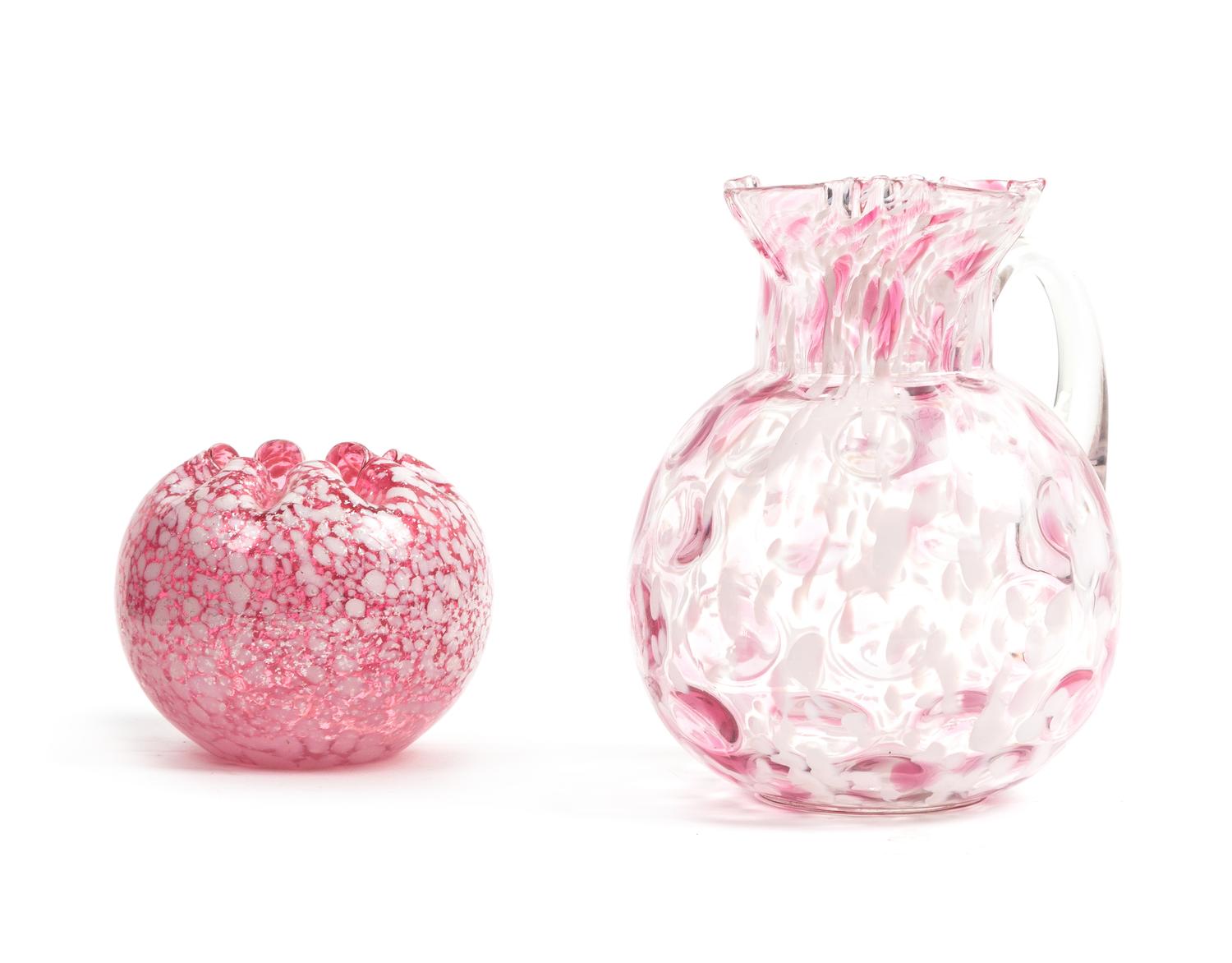 Two Speckled Glass Articles Height of first 8 1/2 inches