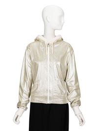 Chanel, Glittery Leather Zip-Up Jacket