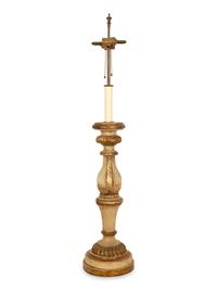 A Pair of Italian Baroque Style Painted and Parcel-Gilt Pricket Sticks