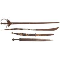 Lot of 4 Ethnographic Swords Including: Kindjal, Panabas Sword, Mandinka Saber, Spanish Bilbo