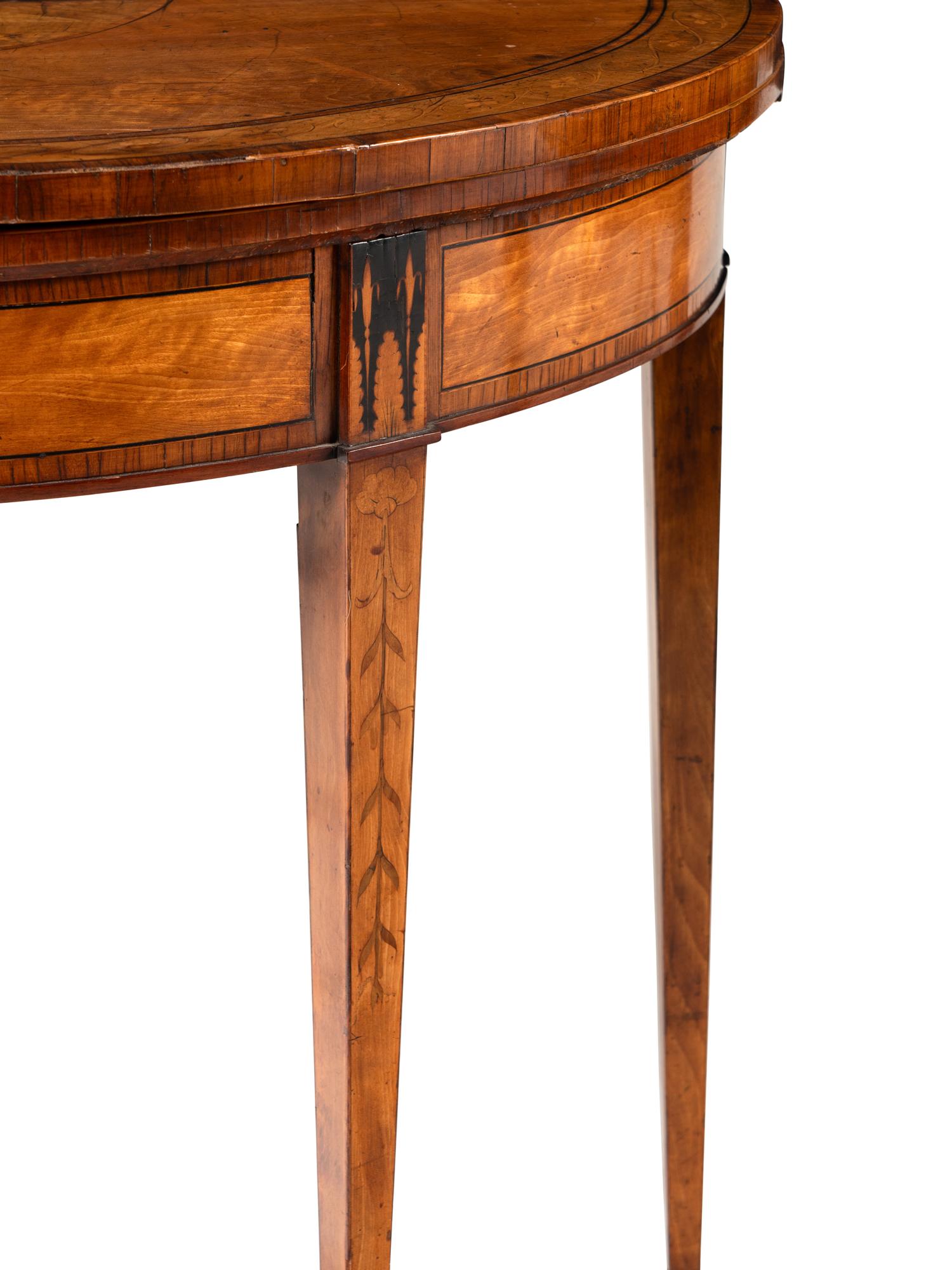 A Pair of Irish Satinwood and Penwork Game Tables