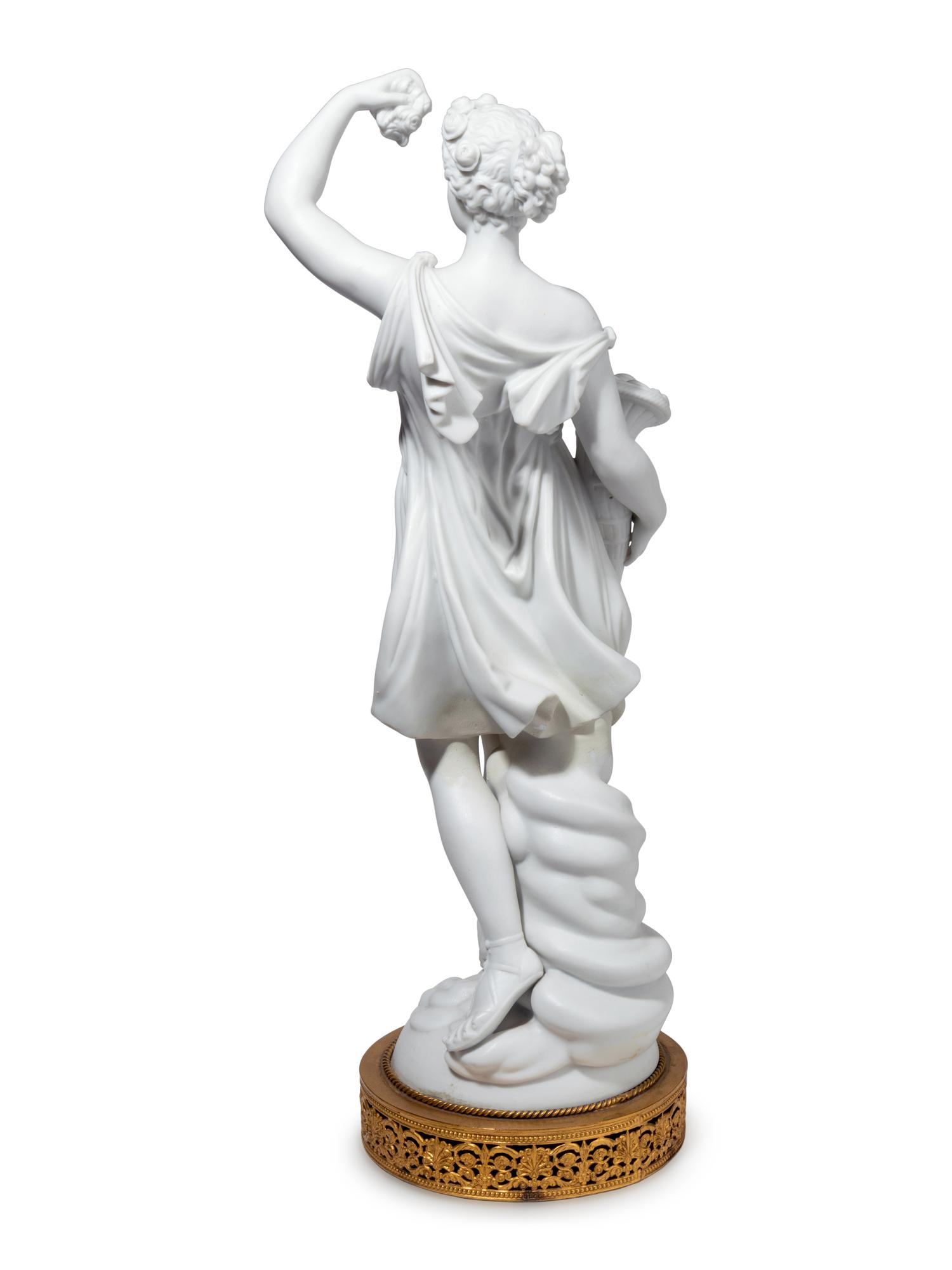 A Pair of Gilt Metal Mounted Bisque Porcelain Figures