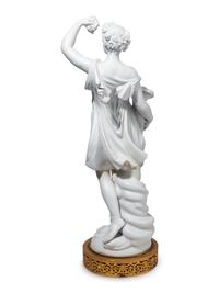 A Pair of Gilt Metal Mounted Bisque Porcelain Figures