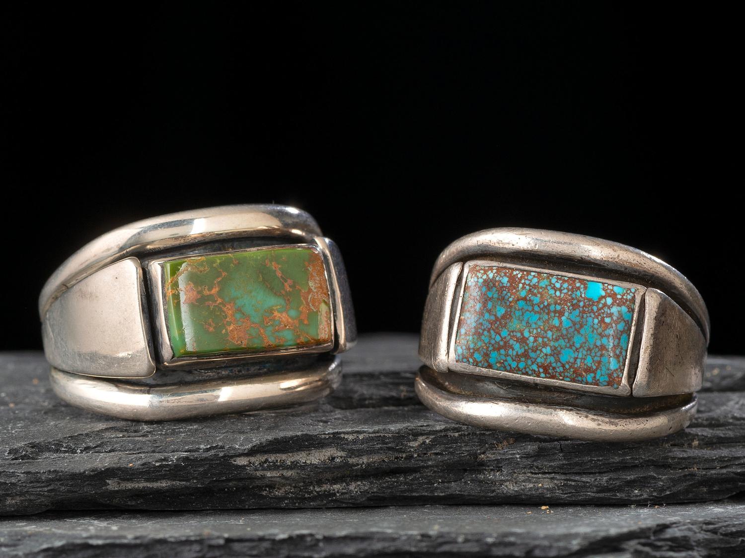Southwestern-style Sterling Silver and Turquoise Men's Rings