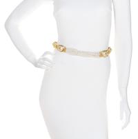 A Gianni Versace Pale Yellow Leather and Multistrand Pearl Belt,