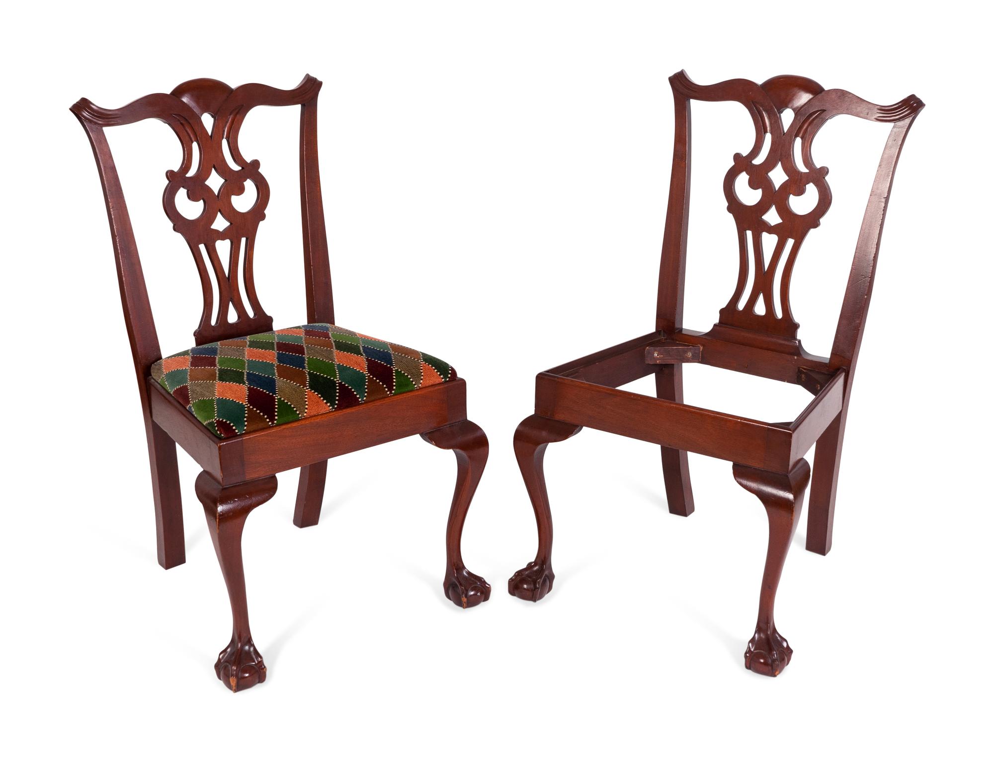 A Set of Four George II Style Mahogany Dining Chairs — 19TH CENTURY