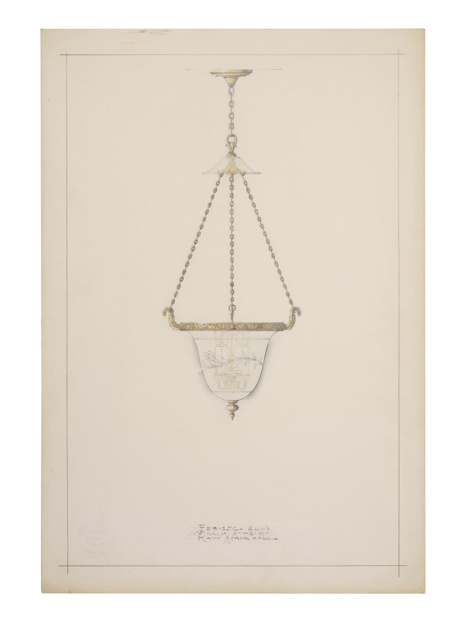 A Collection of Pencil and Ink Prototype Drawings for Beardslee Chandelier Co.