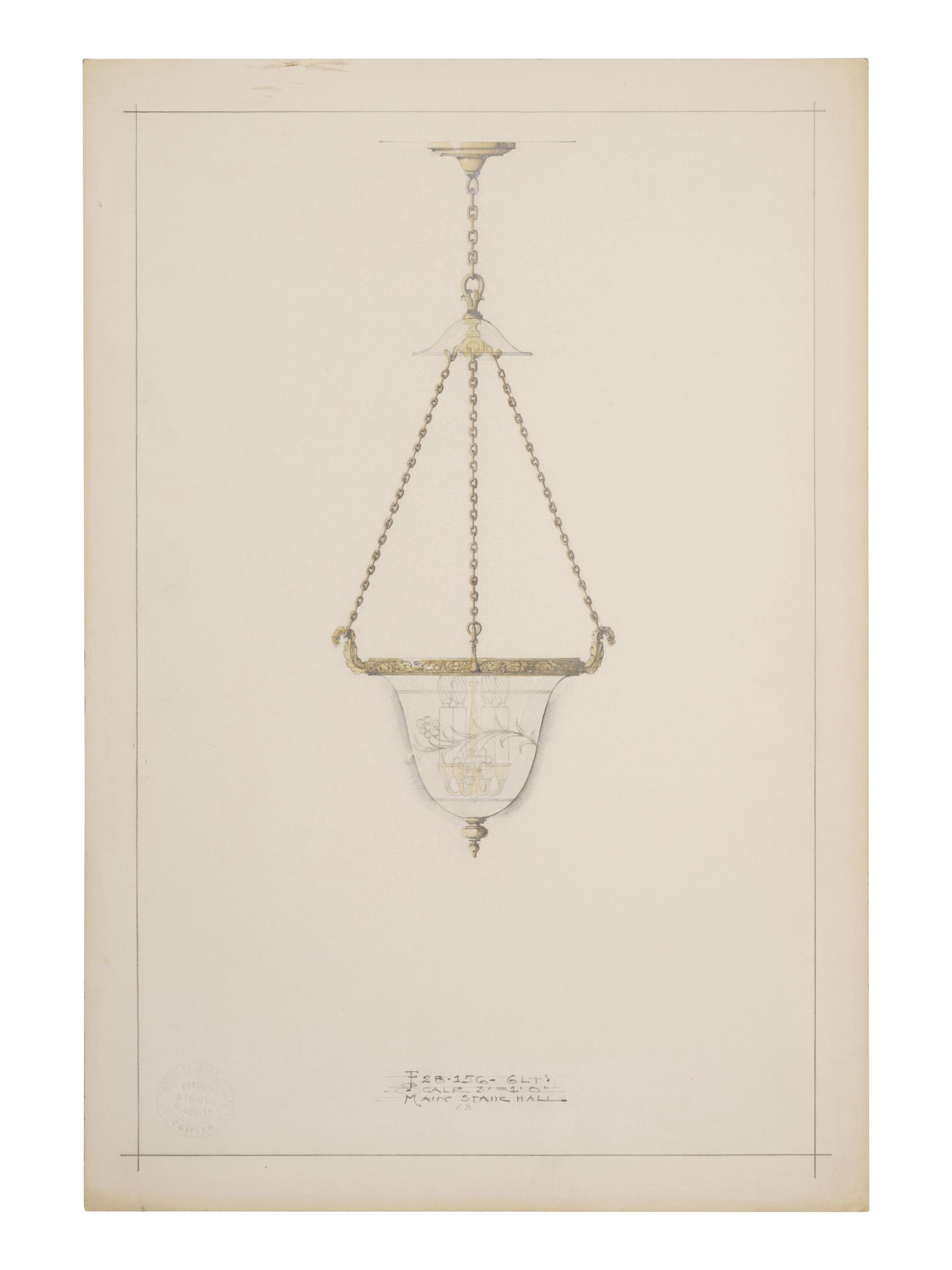 A Collection of Pencil and Ink Prototype Drawings for Beardslee Chandelier Co.
