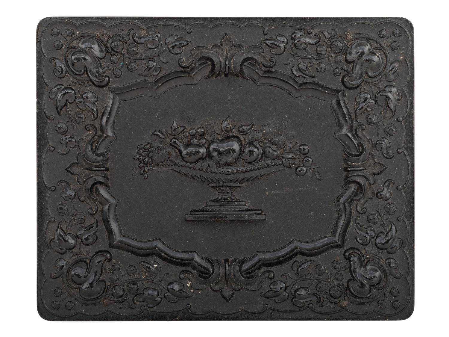 [EARLY PHOTOGRAPHY]. Half plate daguerreotype featuring a gentleman and his sleeping canine companion.