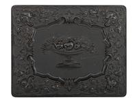 [EARLY PHOTOGRAPHY]. Half plate daguerreotype featuring a gentleman and his sleeping canine companion.