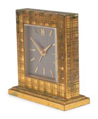 An Hermès Brass Desk Clock