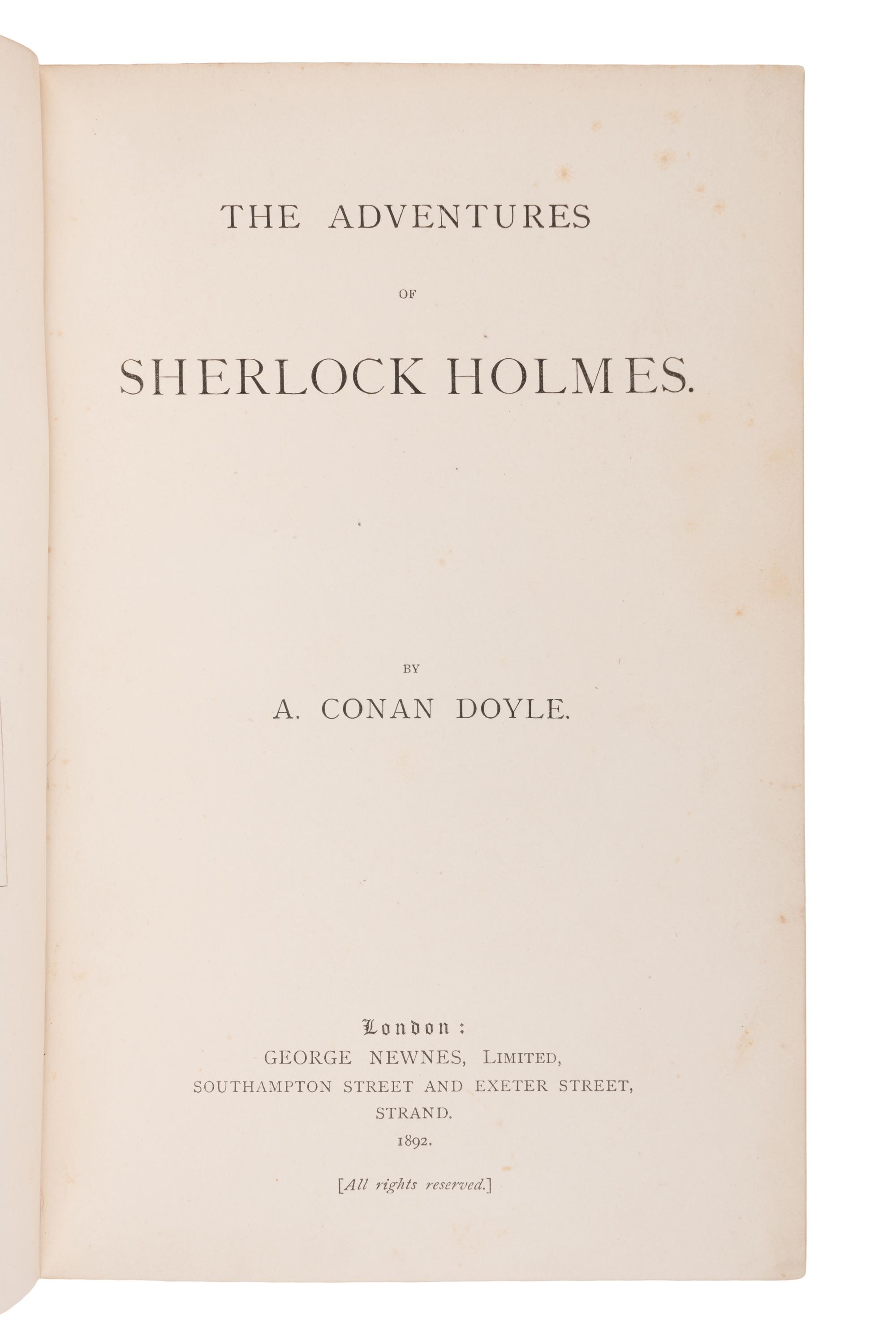DOYLE, Arthur Conan (1859-1930). The Adventures of Sherlock Holmes . London: George Newnes, 1892.