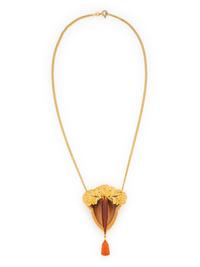 SEVEN FINGERS, YELLOW GOLD AND MULTIGEM PENDANT NECKLACE