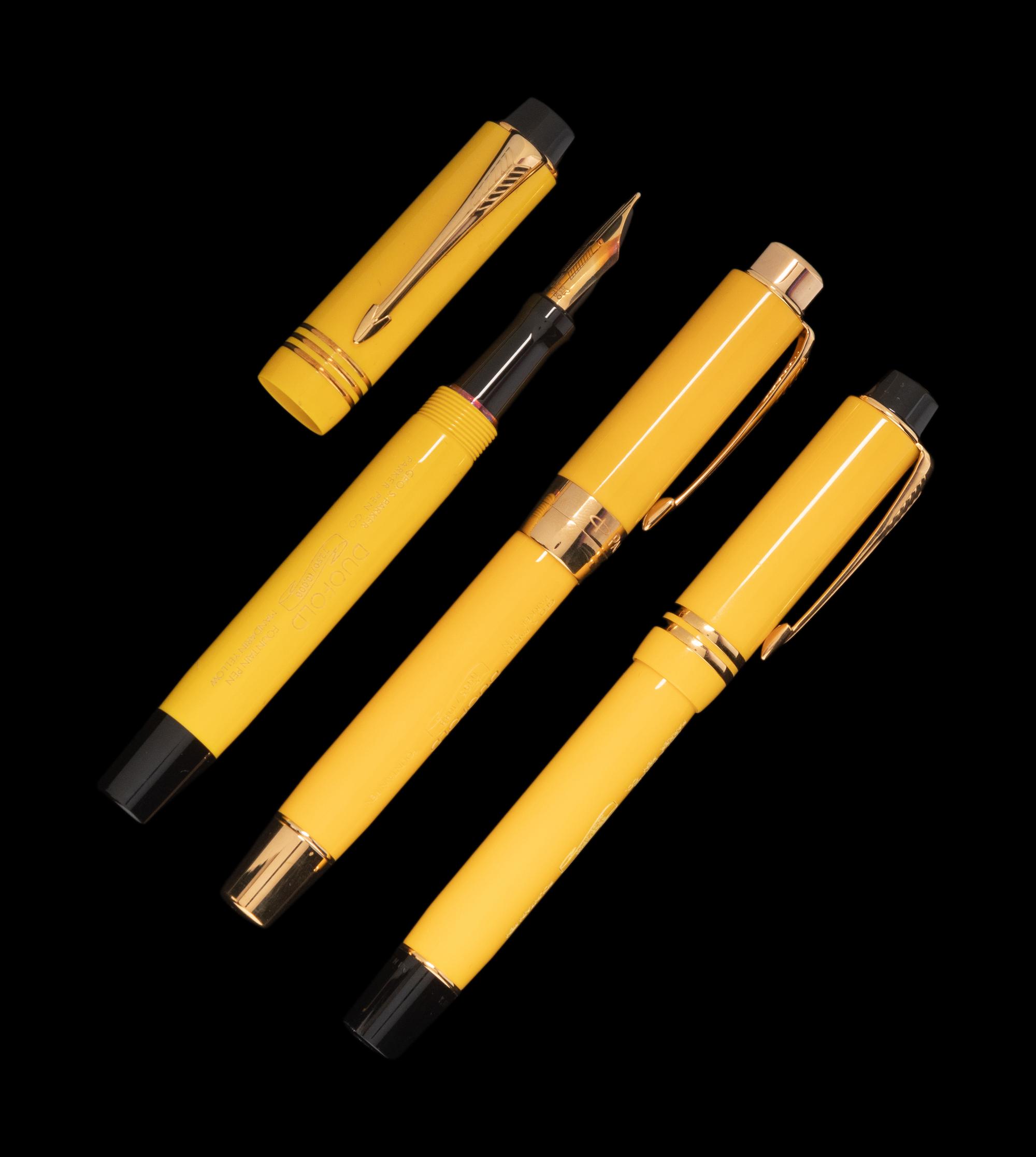 A Group of Three Parker Duofold Limited Edition Fountain Pens