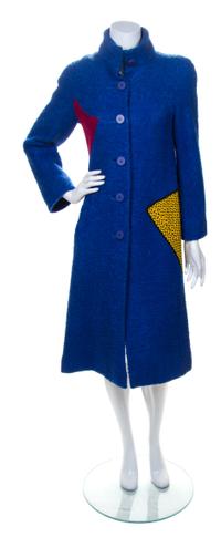 A Koos Van Den Akker Blue Wool Coat, Size 6.